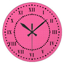 Eclectic Pink Satin Look Roman Numeral Wall Clock