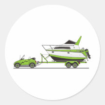 Eco Car Power Boat Round Sticker