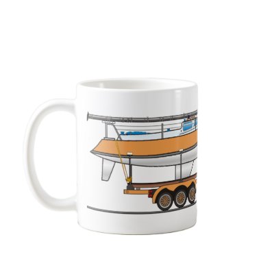 Eco Car Sail Boat Orange Mugs by graphxpro
