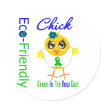 Eco-Friendly Chick Green Is The New Cool v2 Round Stickers