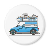 Eco Pick Up Camper Blue Refrigerator Magnet