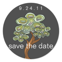 Eco Tree Wedding Round Sticker