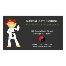 École d'arts martiaux cartes de visite professionnelles