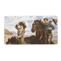 École de cow-girl de PIÈCE EN T vieille Étiquette D’expédition