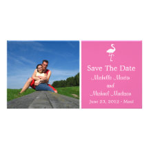 Économies de flamant la date Photocard (rose foncé Cartes Avec Photo
