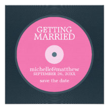 Économies de mariage de disque vinyle la date invitations