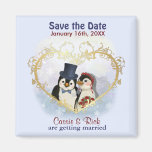 Économies de mariage de pingouin la date magnets pour réfrigérateur