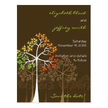 Économies de mariage de région boisée d'arbres d'a cartes postales