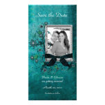 Économies florales turquoises élégantes les cartes photocarte