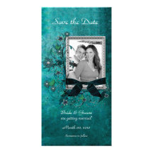 Économies florales turquoises élégantes les cartes photocarte