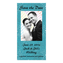 Économies turquoises de MARIAGE de galaxie la date Carte Avec Photo