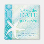 Économies turquoises de mariage d'étoiles de mer c magnets pour réfrigérateur