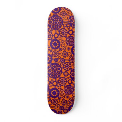Ecosystem - Deep Purple on Orange Skate Board Deck by artberry