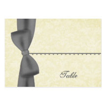 Ecru and Grey Bow  Place Card - Wedding Party Business Card