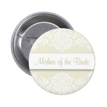 Ecru Damask Mother of the Bride Button