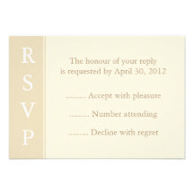 Ecru or Cream RSVP, Reply or Response Card