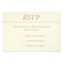 Ecru or Cream RSVP, Reply or Response Card