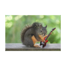 Écureuil jouant la guitare électrique toiles tendues sur châssis