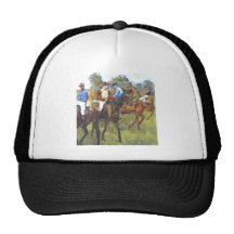 Edgar Degas - arbres Rennpferde de jockey de cheva Casquette