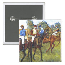 Edgar Degas - Race Horses Jockey Trees Rennpferde Pinback Buttons