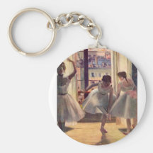 Edgar Degas - Three dancers in a practice room Key Chain