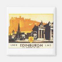 Edinburgh Vintage Travel Poster Refrigerator Magnet