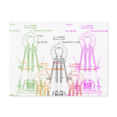 Edison light bulb postcard by minjean