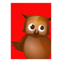 Editable Background - Cute Brown Owl Custom Invite