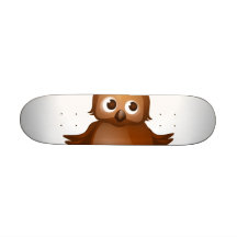 Editable Background - Cute Brown Owl Skate Board Decks