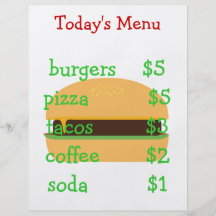 Editable simple burger themed menu custom flyer