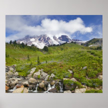 Edith Creek and wildflower meadows at Paradise Posters