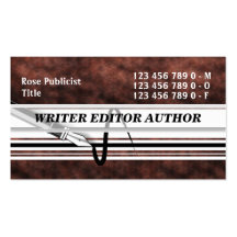 Editor author journalist writing brown business card template