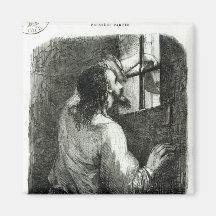 Edmond Dantes imprisoned in the Chateau d'If Fridge Magnet
