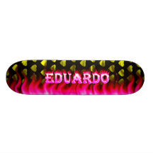 Eduardo pink fire Skatersollie skateboard.