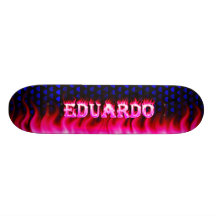 Eduardo pink fire Skatersollie skateboard.
