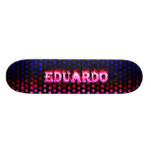 Eduardo pink fire Skatersollie skateboard.