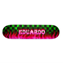 Eduardo pink fire Skatersollie skateboard.