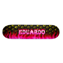 Eduardo pink fire Skatersollie skateboard.