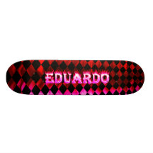 Eduardo pink fire Skatersollie skateboard.