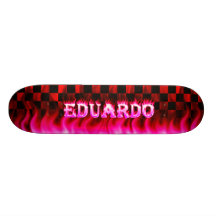 Eduardo pink fire Skatersollie skateboard.