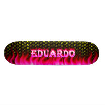 Eduardo pink fire Skatersollie skateboard.
