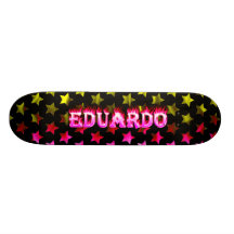 Eduardo pink fire Skatersollie skateboard.
