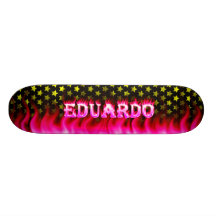 Eduardo pink fire Skatersollie skateboard.