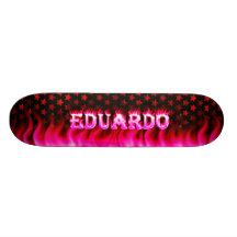 Eduardo pink fire Skatersollie skateboard.