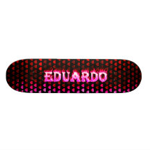 Eduardo pink fire Skatersollie skateboard.