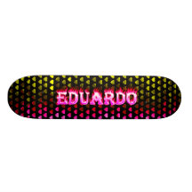 Eduardo pink fire Skatersollie skateboard.