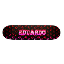 Eduardo pink fire Skatersollie skateboard.