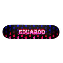 Eduardo pink fire Skatersollie skateboard.