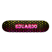 Eduardo pink fire Skatersollie skateboard.