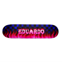 Eduardo pink fire Skatersollie skateboard.
